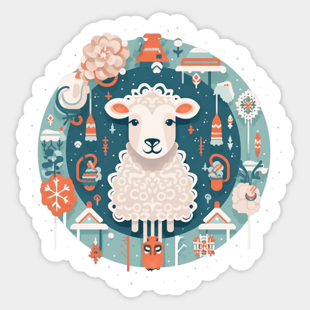 Sheep in Ornament, Love Farm Animals Sticker by logiamerch